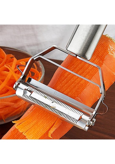 Monyee Çift Fonksiyonlu 430 Çelik Zeytin Slicer - Hızlı Sebze Meyve Soyucu Ve Julienne Dilimleyici, Kolay Kullanım, Keskin Bıçak Gümüş