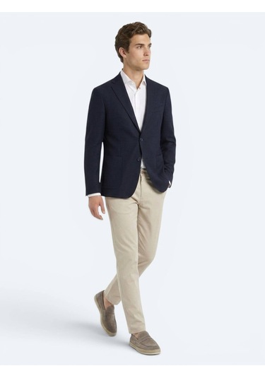 Kip Lacivert Mikro Regular Fit %100 Yün Ceket