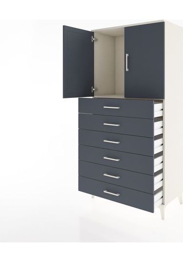 Hyperion Dolap Tek Raflı 6 Çekmeceli 2 Kapaklı 88x44x182 Ayta... Aytaşı
