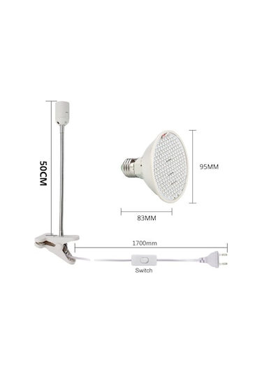 Ximistore9 Bitki Büyütme Led Lambası, Tam Spektrumlu İç Mekan Çok Yönlü Aydınlatma, 40cm Esnek Hortumlu