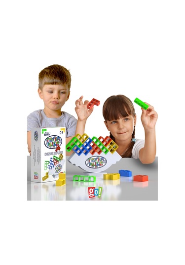 Tetra Kule Renkli Yapı ve Tasarım Eğitici Denge Oyunu 18 Parça