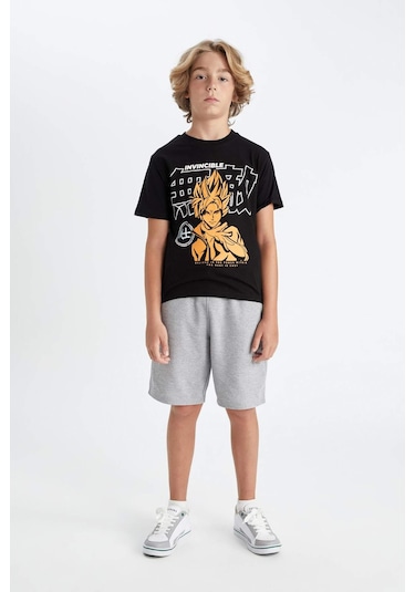 DeFacto Erkek Çocuk Bisiklet Yaka Baskılı Kısa Kollu Tişört A0449A824HSBK81