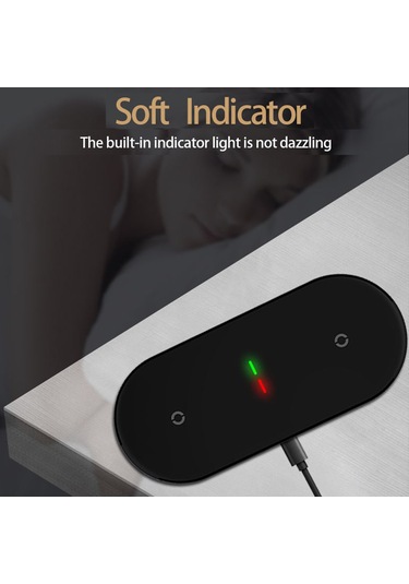 Xiyyadms Siyah İki Cihazlı Kablosuz Şarj Cihazı - 10w Hızlı Şarj, Çoklu Koruma, Dürtmeye Dayanıklı, Kolay Kullanım