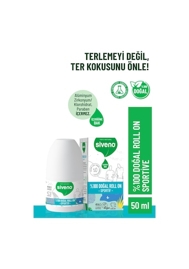 Siveno Sportif Vegan Unisex Roll-On Deodorant 50 ML