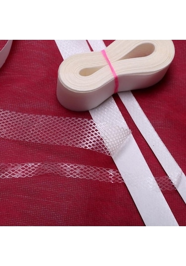 Pazly 20mm Beyaz Çift Taraflı Tela Yapışkanlı Kumaş Ütü Bant Dıy Dikiş Aksesuarları 10m 3 Adet Set