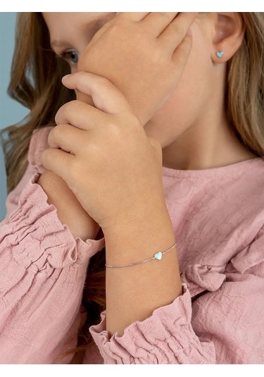 Veronika 925 Ayar Gümüş Kalp Boncuklu Emaye Kolye Bilekliği 159888699 Gri