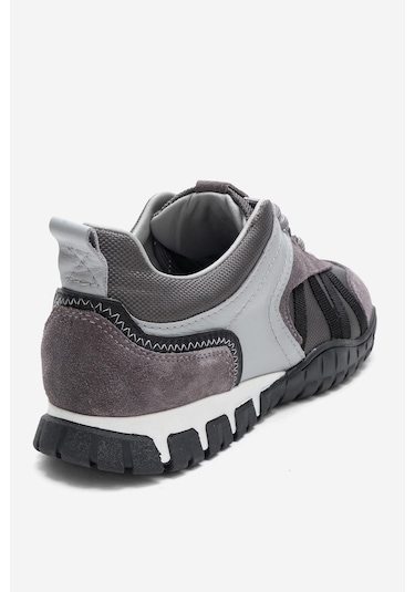 Fıera Gri Siyah Hakiki Deri Fileli Kadın Günlük Sneaker Gri - Siyah