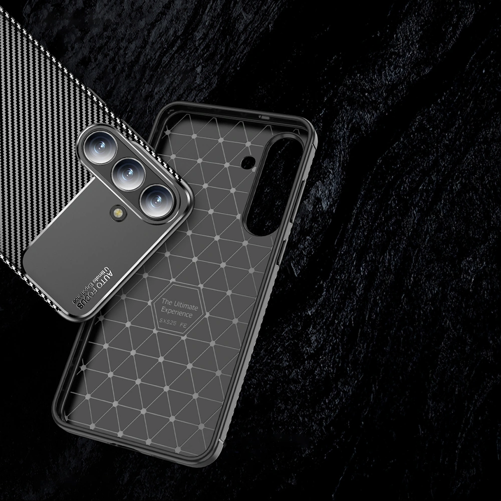 Galaxy S25 Fe Kılıf Negro Karbon Tasarım Silikon Kılıf Siyah