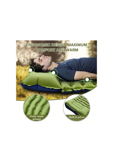 Userfriendly11 Yeşil Kamp Matı Hafif Şişme Taşınabilir Doğa Maceraları İçin Uyku Yatağı Yeşil