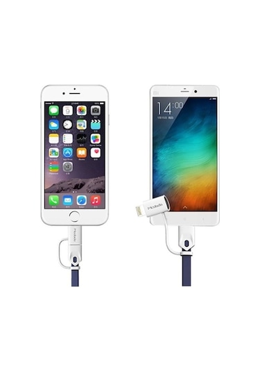 Apple Uyumlu iPhone Lightning Micro Usb Akıllı Şarj Data Kablosu Kırmızı