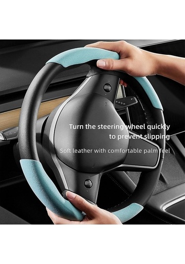 Novahub Tesla Model 3, Y, S İçin 3 Model Anti-kürk Direksiyon Kılıfı - Karbon Fiber Deri, Siyah Diğer