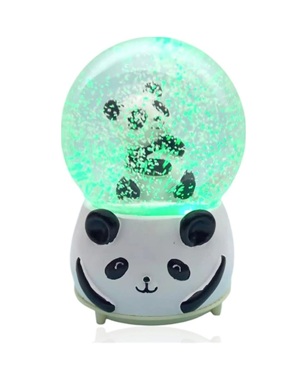 Müzikli Renk Değişiren Işıklı Kar Püskürtmeli Panda Temalı Kar Küresi