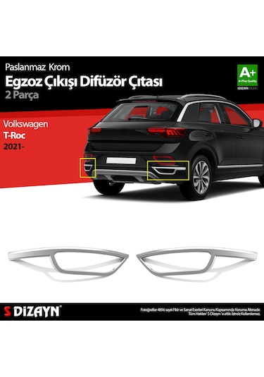 S-Dizayn VW T-Roc Makyajlı Krom Egzoz Görünümü Difüzör 2 Prç. 202
