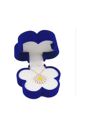 Pigado 925 Ayar Gümüş Papatya Kadife Kutusunda Rose Papatya Kolye Gümüş