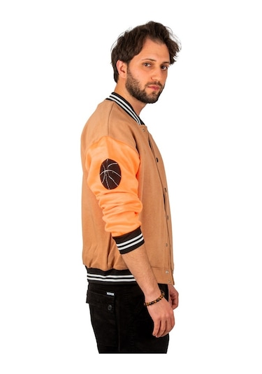 Deepsea Erkek Kahve-Orange Çıtçıtlı Kolej Mont 2304761 Kahverengi - Turuncu