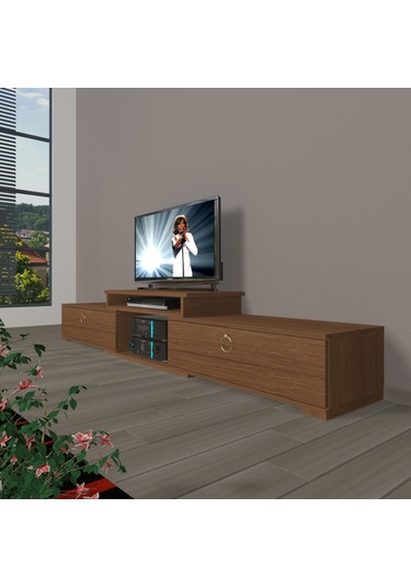 Decoraktiv Flex 4 Mdf Gold Tv Ünitesi Tv Sehpası Ceviz