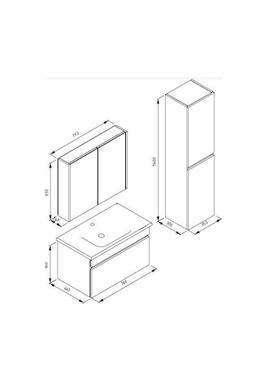 Isvea Trio+ 80 Cm Banyo Dolabı- Tek Çekmeceli