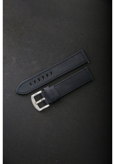 Hakiki Deri 20mm Akıllı Pimli Saat Kordonu Siyah