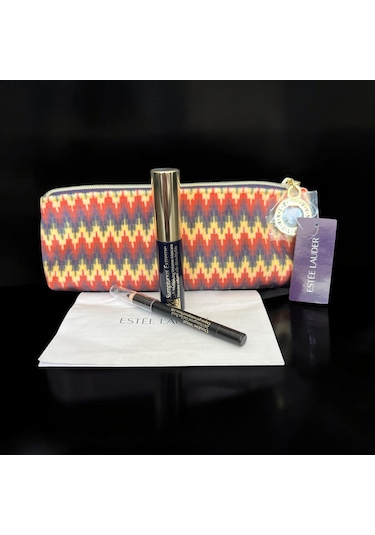 Estee Lauder Çizgili Makyaj Çantası Seti