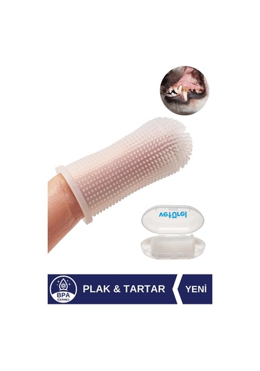Veturel Köpek Diş Fırçası 360 Yumuşak Parmak Fırça Silikon Fırça Köpek Ağız Kokusu Plak Tartar Diş Eti Bakım
