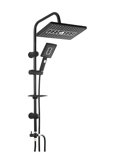On2 Armatür Lüx Siyah Tepe Robot Duş Seti Ve Siyah Banyo Bataryası Siyah