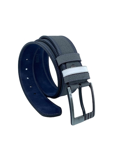 Süzer Deri Spor Suni Deri Çift Dikişli Model Erkek Kemer - Gri 4.5 CM Gri