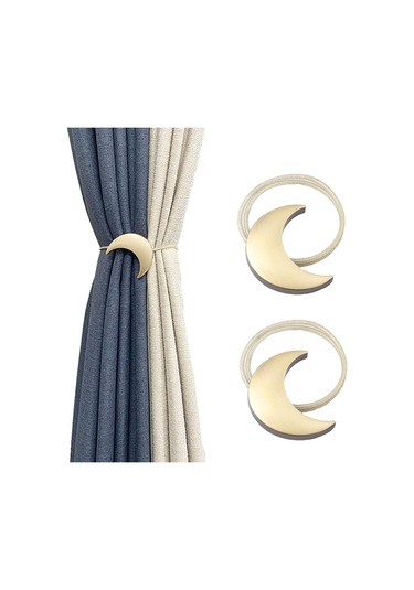 Manyetik Metal Perde Bağları, 1 Çift, Ay Şeklinde Metal Perde Klipsleri, İp, Sanat, Menisküs, Altın, Ev Ofisi İçin Perde Bağları Diğer