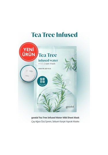 Çay Ağacı Özü İçeren Sebum Karşıtı Yaprak Maske Goodal Tea Tree Infused Water Mild Sheet Mask