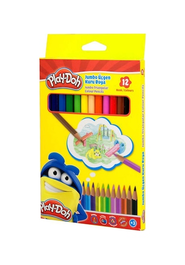 Play-doh 12 Renk Jumbo Üçgen Kuru Boya Ku008