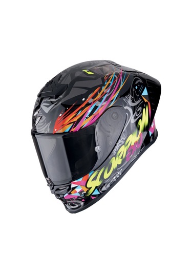 Scorpion Exo R1 Evo II Air Savage Spor Motosiklet Kaskı Siyah Mavi Pembe