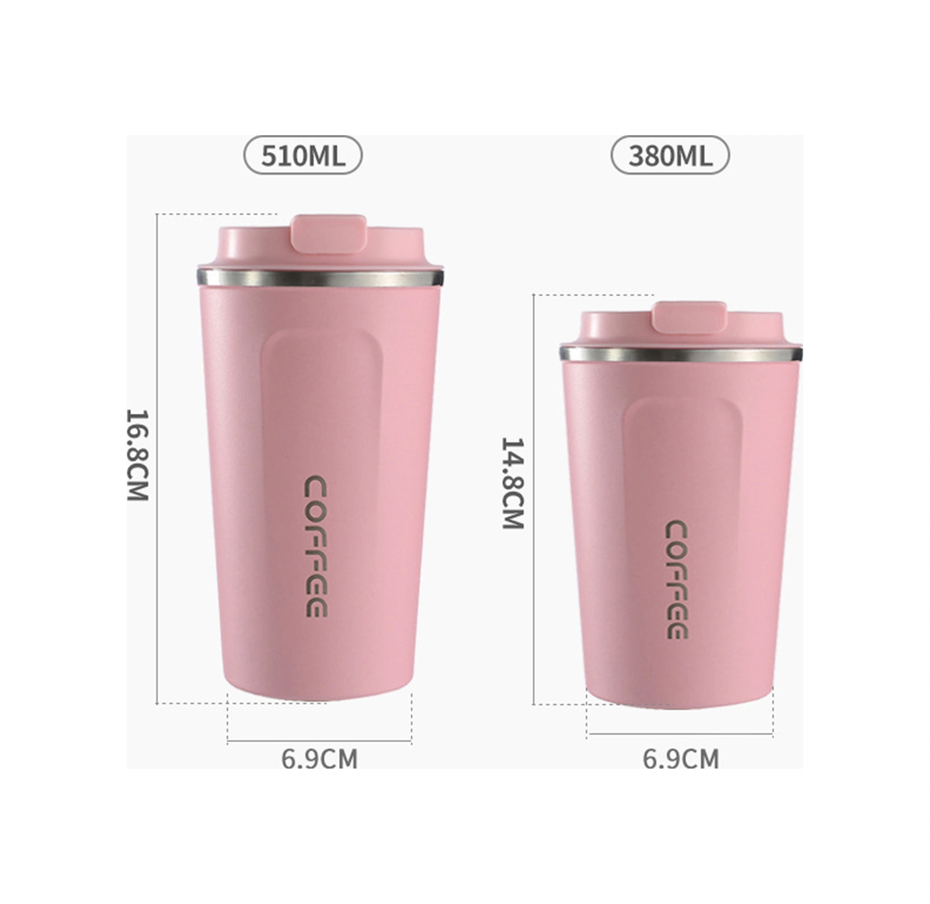 Lemestar 304 Çelik İkili Vakumlu Isı Saklayıcı, Araçta/seyahatte Kullanım, Siyah 380ml Portatif Kahve Fincanı Siyah