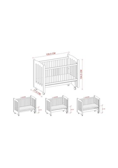 Meltem Kids Mia Anne Yanı Ahşap Sallanır Beşik 60 x 120 CM (Beyaz - Ekru) Beyaz