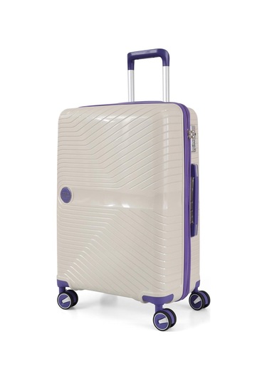Ççs 5239 Polipropilen Büyük Boy Valiz Beyaz-mor