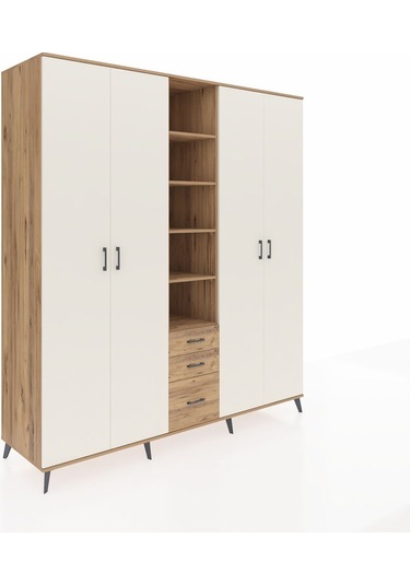 Kronos Dolap 17 Raflı 3 Çekmeceli 4 Kapaklı 220x59x243 Çam-aytaşı/çam Aytası/atlas Çam