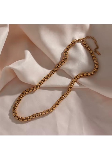 Gold Kalın Örme Çelik Erkek Kolye Ve Bileklik Set 5mm Altın