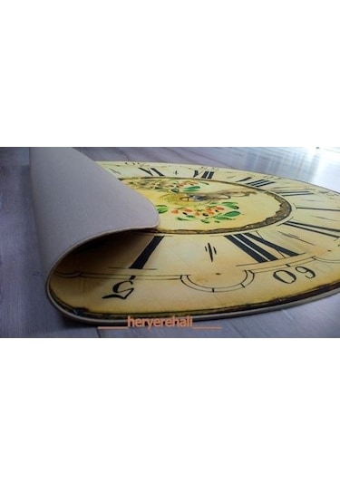 Foto Baskılı Oval Halı Artist Saat 90X140 Cm Çok Renkli