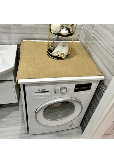 Laundry Duck Keten Su Geçirmez Ve Kirlenmez Çamaşır Makinesi - Buzdolabı - Bulaşık Makinesi Örtüsü Naturel - Kahverengi