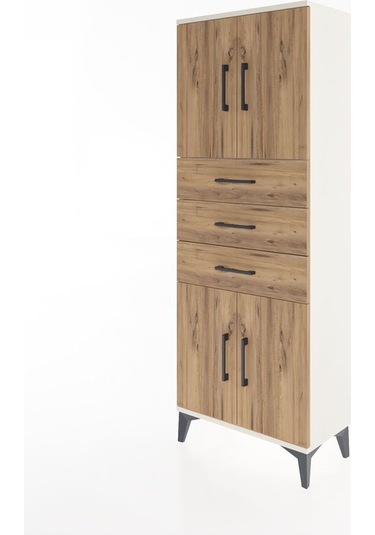 Arges Dolap 3 Raflı 3 Çekmeceli 4 Kapaklı 60x30x163 Aytaşı-çam Aytası