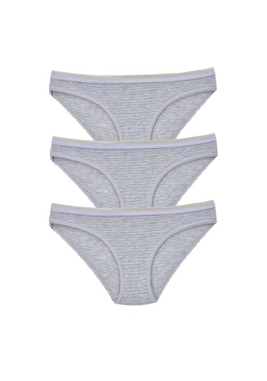 Kadın 3'Lü Paket Desenli Bikini Külot Gri (481017809)-Tek Ebat-Gri