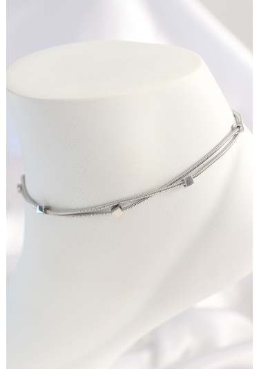 316l Çelik Gümüş Renk Minimal Kare Model Kadın Halhal - Tj-hh1549 Çok Renkli