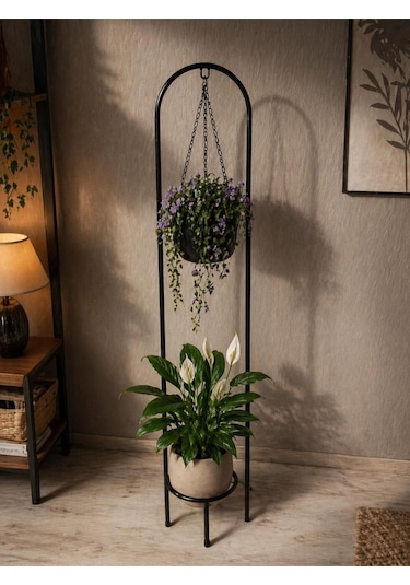 Bahçe Balkon Çiçeklik Saksı Standı Dekoratif Lüks Metal Saksılık