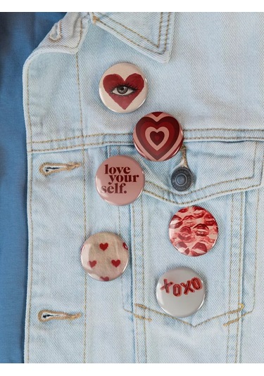 Anikoya Red Aesthetic Romantik Sırt Çantası Rozetler 387623065 Kırmızı