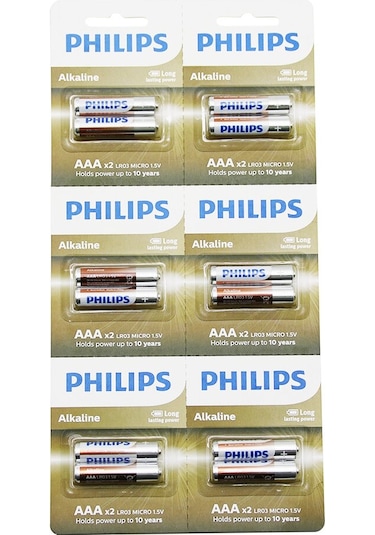 Phılıps Alkaline İnce - Aaa - 1.5v Pil 12pcs 2li X 6