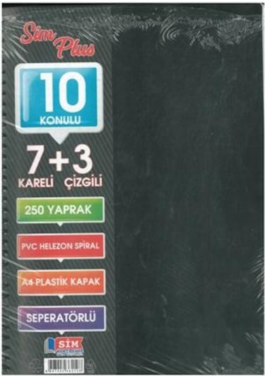 Sımplus A4 7+3 250 Yp Plastik Kapak Ayraçlı Defter Siyah
