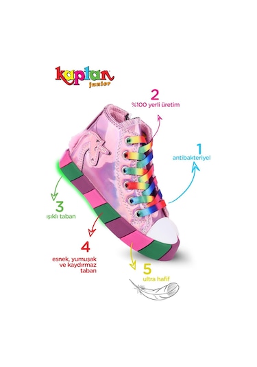 Kaptan Junior Ortopedik Unicorn Işıklı Kız Sneakers Balfk 500 001