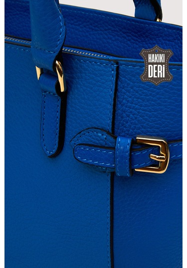 Hakiki Deri Kadın El Çantası Mavi Smr7922 Mavi
