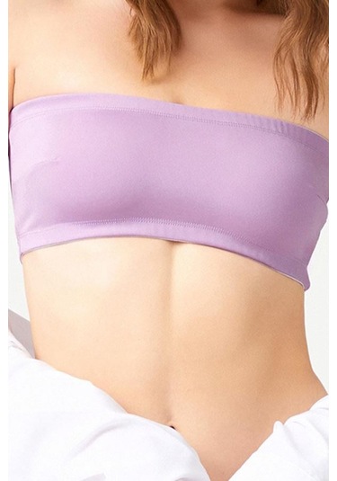 Straplez Crop Top Büstiyer Lila Lila