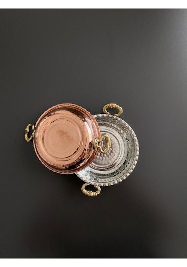 6'lı Kulplu Bakır Çerezlik-kahvaltılık-reçellik-sunumluk Set 12 Cm X 2,3 Cm Bakır