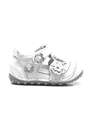 Hapshoe Hakiki Deri Gümüş Beyaz Cırtlı Yazlık Ilk Adım Ayakkabı Gümüş