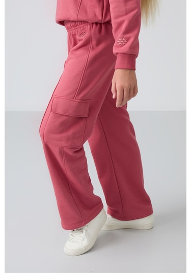 Tommy Life Yaban Gülü Pamuklu İçi Tüylü Yumuşak Dokulu Standart Fit Nakışlı Kız Çocuk Eşofman Takım - 75159 Gül Kurusu